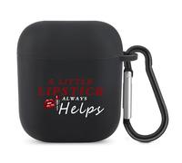 A Little Lipstick Always Helps Bluetooth Headset Cover Earbuds Case TPU Headphone Protective Compatible with Airpods 1/2 Black-Color