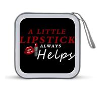 A Little Lipstick Always Helps CD Case Portable DVD Storage Small CD Holder Organizer for Home Travel