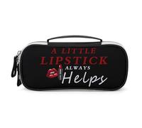 A Little Lipstick Always Helps Pencil Case Portable Makeup Bag Organizer Pencil Pouch Cosmetic Bags for Women