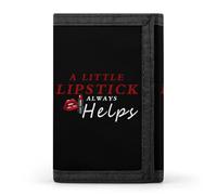 A Little Lipstick Always Helps Trifold Wallets Slim Coin Purse Credit Card Holder Wallet Money Clip for Women Men