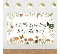 A Little Love Bug is On The Way Backdrop Banner Insect Photography Background Decor, Garden Theme Photo Booth Background Banner for Baby Shower Gender Reveal Party Decoration