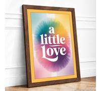 A Little Love Typography Framed Wall Art Print A4 (29.7×21cm) Walnut,