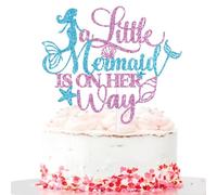 A Little Mermaid is on Her Way Cake Topper,Summer Baby Shower Cake Decor, Under the Sea, Ocean Theme Girls Baby Shower Birthday Party Decorations
