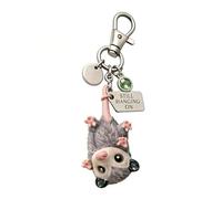 A Little Opossum for You Keychain, Personalized Birthstones Opossum Charm Keyring, Inspirational Opossum Birthday Gifts (Jun.)