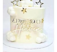 A Little Piece of Heaven Cake Topper with Moon and Stars,Baby Shower Party Decorations for Gender Reveal Heaven Theme Birthday Party Supplies