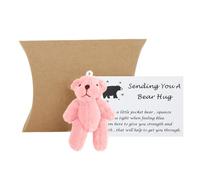 A little Pocket Bear Hug Age 2+, Tiny Teddy Love Anti-Anxiety Token Sending You a Thinking of You Card and a Bear Toy, Fun Animal Special Encourage Pocket Best Wishes Gifts (pink)