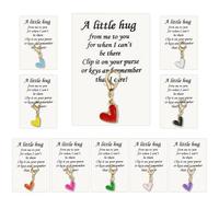 A Little Pocket Hug Keepsake Card with Enamel Heart Charm 10Pcs, Emotional Support Colorful Love Heart Charm with Inspirational Card, Clip-on Charms Pendants Pocket Hug Gifts