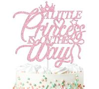 A Little Princess is on the Way Cake Topper, Crown Theme Gender Reveal Baby Shower Cake Decor, Newbaby Welcome Baby Girl Party Decorations Supplies for Her