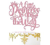 A Little Princess is on the Way Cake Topper, Crown Welcome Baby Girl Cake Decor, Baby Shower Gender Reveal First Birthday Party Decorations Supplies for Her