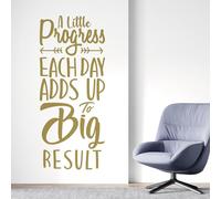 A Little Progress Each Day adds up to Big Result - Motivational Decal Wall Sticker [Medium] [Gold]