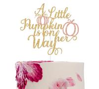 A Little Pumpkin is on Her Way Cake Topper, Fall Pumpkin Baby Shower, Autumn Harvest Thanksgiving Baby Shower Pregnancy Annoucement Party Decorations