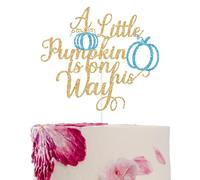A Little Pumpkin is on His Way Cake Topper, Fall Pumpkin Boy Baby Shower, Autumn Harvest Thanksgiving Baby Shower Gender Reveal Party Decorations