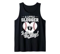 A Little Slugger is On the Way Baseball Baby Announcement Tank Top