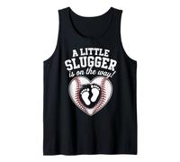 A Little Slugger is On the Way Baseball Baby Announcement Tank Top