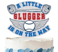 A Little Slugger Is On The Way Cake Topper - Glitter Little Slugger Baby Shower Decorations for Party Supplies