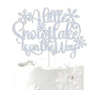 A Little Snowflake is on the Way Cake Topper, Baby It's Cold Outside, Winter Themed First Birthday Baby Shower 1st Bday Party Decoration Supplies