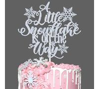 A Little Snowflake is on the Way Cake Topper, Winter Baby Shower Decor, Snowflake Christmas Theme Winter Wonderland Baby First Birthday Gender Reveal Newborn Announcement Party Decorations Supplies