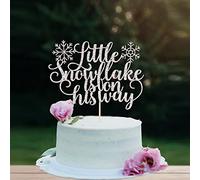 A Little Snowflake is on the Way Cake Topper,Winter Baby Shower,Snowflake Birthday Cake Toppers, Baby Shower Cake Toppers,Boy Girl Winter Birthday Party Decoration (silver)