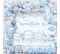 A Little Snowflake is on the Way Decorations - Winter Baby Shower Balloons Arch Kit (Blue)