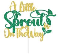 A Little Sprout is On the Way Cake Topper, Greenery Garden Theme Welcome Baby, Farmers Market/Locally Grown Baby Shower Gender Reveal First Birthday Party Decorations Supplies for Boys Girls