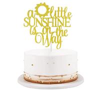A Little Sunshine Is On The Way Cake Topper Gold Glitter You Are My Sunshine Baby Shower Cake Topper for Sun Theme Baby Shower Gender Reveal Pregnancy Announcement Birthday Party