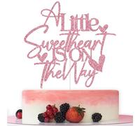 A Little Sweetheart is On The Way Cake Topper, Valentine Themed Baby Shower Decorations, Welcome Little Sweetheart, Valentine's Baby Shower Party Decorations Pink Glitter