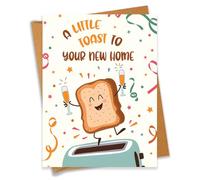 A Little Toast To Your New Home Housewarming Card Congratulations First Home New Place Moving Realtor Closing Gift for Family Friend Colleague - Size 4.7"x6.3" Blank Inside with Kraft Envelope