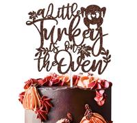 A Little Turkey is on the Oven Cake Topper, Fall Baby Shower Cake Decor, Thanksgiving Autumn Gender Reveal First Birthday Party Decoraions Supplies