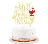 A Little Turkey is on the Way Cake Topper, Fall Baby Shower Cake Decoration | Welcome Baby, Thanksgiving Autumn Baby Shower Gender Reveal Party Decorations Glitter