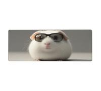 A Little White Mole Wearing Glassesfloral Print Mousepad Laptop Keyboard Mat Large Mouse Pad With Stitched Edges Long Non-Slip Rubber Base Spring Desk Pad For Office Home Desk Decor, 31.5" X 11.8"
