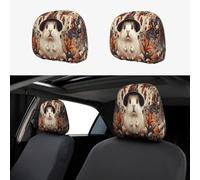 A Little White Mouse Wearing A Halloween Hat Head Rest Cover Car Accessories, 2 Pcs Car Seat Headrest Cover, Washable Headrest Protector Universal Fit To All Car Suvs Truck Van Vehicles Auto