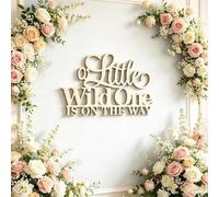 "A little Wild One is on the Way" Wooden Sign for Backdrop, Wild One Birthday Wall Sign Decorations, Jungle Safari Animal Theme First Birthday Baby Shower Party Decorations Supplies