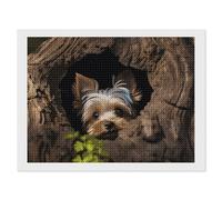 A Little Yorkshire Terrier 5D Diamond Painting Kits for Adults 12"x16" DIY Drill Diamond Art Kits Arts And Crafts for Beginners Sparkling Home Wall Decor Painting for Living Room Bedroom (No Frame)
