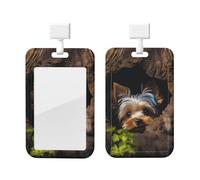 A Little Yorkshire Terrier Badge Holder with Lanyard Heavy Duty Waterproof Card Holder Name Tag for Nurse Office