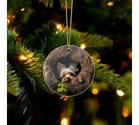 A Little Yorkshire Terrier Christmas Ornaments - Farmhouse Xmas Hanging Ornaments for Christmas Tree Decorations, Rustic Holiday Circular Pendant Decor and Gift Party Tags