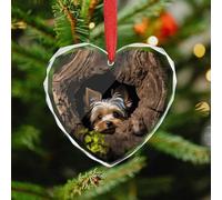 A Little Yorkshire Terrier Christmas Ornaments - Xmas Heart Hanging Ornaments for Christmas Tree Decorations, Farmhouse Rustic Holiday Home Decor and Gift Party Tags (3.5 Inch)