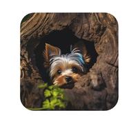 A Little Yorkshire Terrier Coasters 4 Pcs Drink Coasters with Holder Leather Coaster Coffee Cup Pad Drinking Cup Mat Set Coffee Table Drinks Coasters for Modern Home Decor 4inch