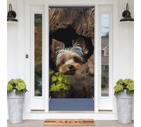A Little Yorkshire Terrier Door Banners for Front Doors, Spring Summer Decorative Door Cover Welcome Porch Banner Decoration Hanging Wall Background for Party Supplies Indoor Outdoor Home Decor