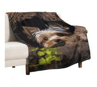 A Little Yorkshire Terrier Flannel Throw Blanket - 40"x60" Soft Lightweight Plush Blanket for Couch Bed Sofa, Oversized Camping Travel Blankets, Machine Washable Home Decor Gift for Men Women
