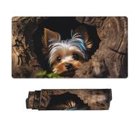 A Little Yorkshire Terrier Gaming Mouse Pad Extended XXL Mouse Mat with Stitched Edges Non-Slip Long Desk Pad 16x31.5in Large Desk Mat for Keyboard Home Office Gaming Work