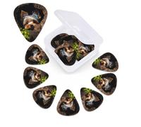 A little Yorkshire Terrier Guitar Picks Set of 12 with Custom Organizer Storage Box, Guitar Accessories, Ukulele for Acoustic Guitar, Bass, St Day Gift