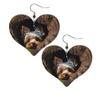 A little Yorkshire terrier Leather Earrings for Women Heart Earring Lightweight Dangle Earrings Jewelry Gifts
