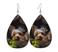 A little Yorkshire terrier Leather Earrings for Women Teardrop Earring Lightweight Dangle Earrings Jewelry Gifts, One Size, No Gemstone, One Size, No Gemstone