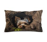 A Little Yorkshire Terrier Lumbar Throw Pillow Covers 8"x12" Decorative Rectangle Pillowcase with Hidden Zipper Pillow Case Soft Cushion Cover for Couch Bedroom Living Room Only Cover No Insert