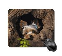 A Little Yorkshire Terrier Mouse Pad, Thick Rubber Non-Slip Mousepad, Stitched Edges Waterproof Square Mouse Mat with Cute Pattern for Gaming Work Computer Office 9.4"x7.9"