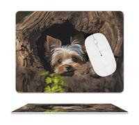 A Little Yorkshire Terrier Mouse Pad Ultra Thin, Leather Mousepad with Waterproof Smooth Surface, Anti Slip Mouse Pad for Gaming, Office & Home, 10 X 8 Inch
