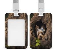 A Little Yorkshire Terrier Nestled in A Tree Hole Badge Holders Retractable ID Badge Holder with Lanyard Heavy Duty Badges Reel Card Protector Detachable ID Card Holder for Nurse Teacher Staff Officer