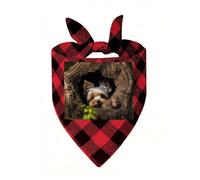 A Little Yorkshire Terrier Nestled in A Tree Hole Dog Bandana Plaid Triangle Pets Scarf