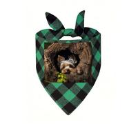 A Little Yorkshire Terrier Nestled in A Tree Hole Dog Bandana Plaid Triangle Pets Scarf