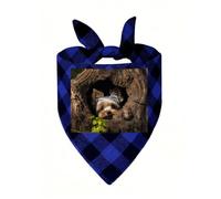 A Little Yorkshire Terrier Nestled in A Tree Hole Dog Bandana Plaid Triangle Pets Scarf